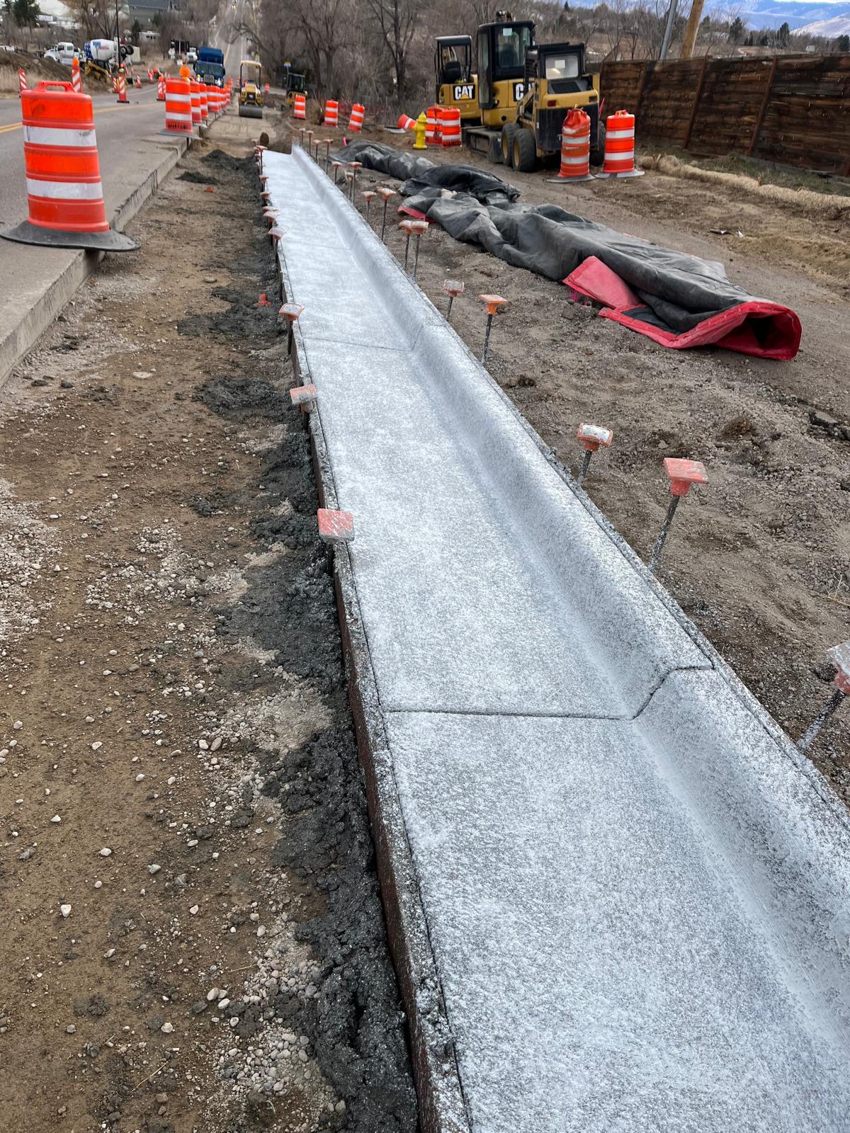 Long formed sidewalk