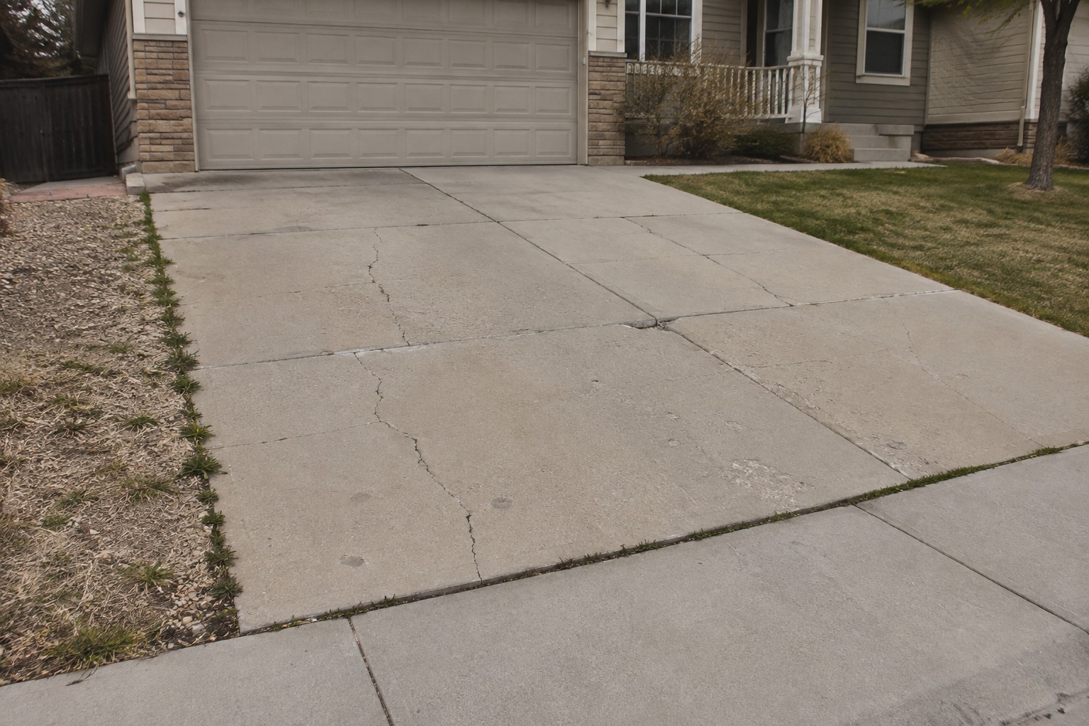 Existing cracked driveway